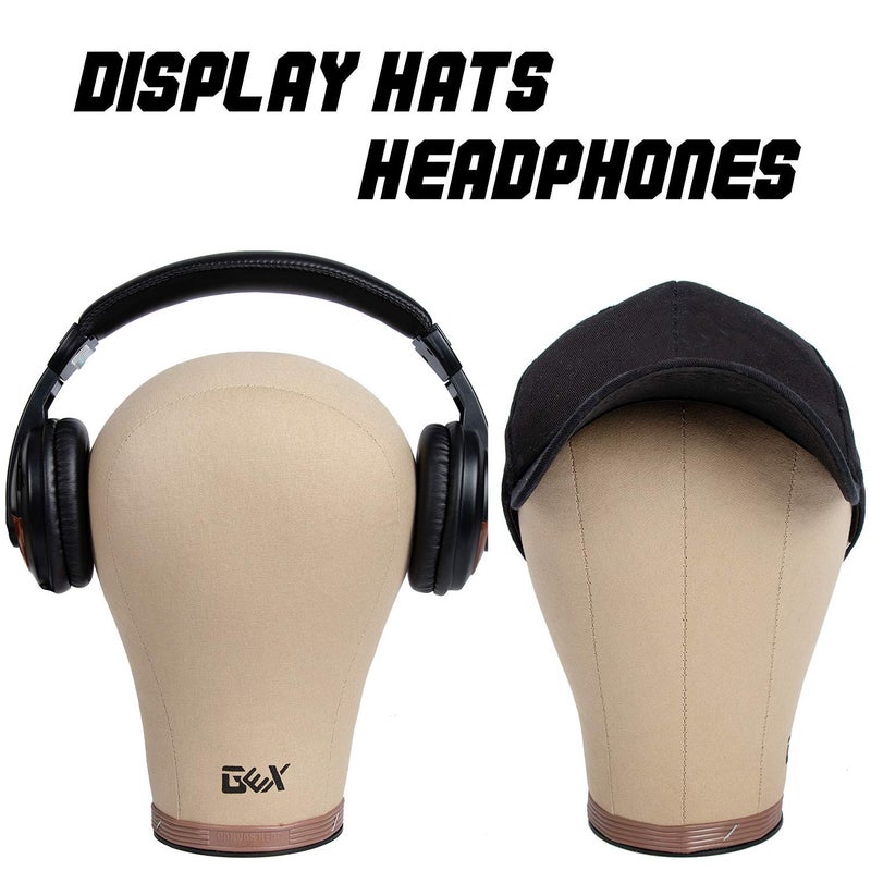 gexworldwide رأس عرض مانكن من الفلين القماش GEX 20"-24" مع ثقب للتثبيت (بني فاتح، 22") - Image 5